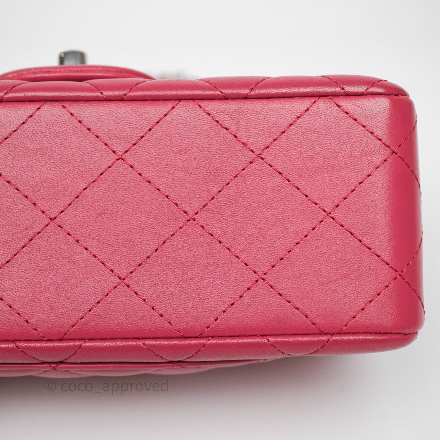 Chanel Quilted Mini Rectangular Dark Pink Lambskin Silver Hardware