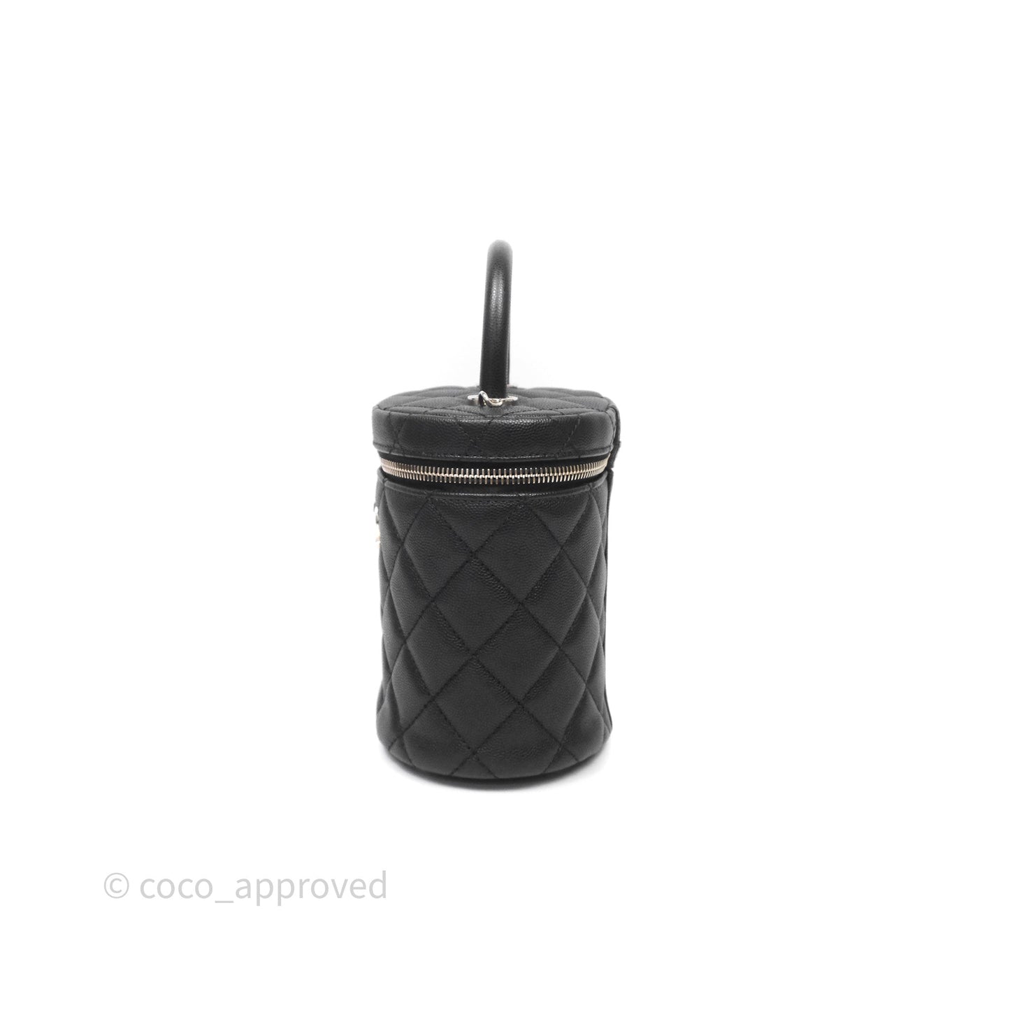 Chanel Quilted Top Handle Vanity Case Black Caviar Gold Hardware