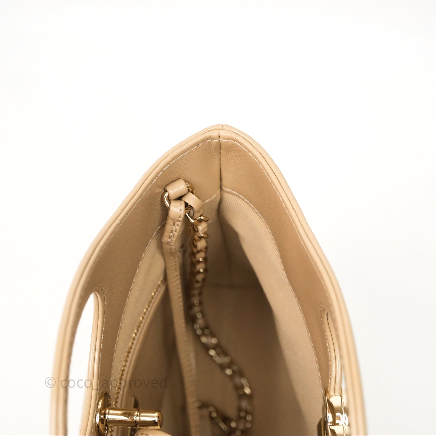 Chanel 31 Mini Beige Shiny Lambskin Gold Hardware
