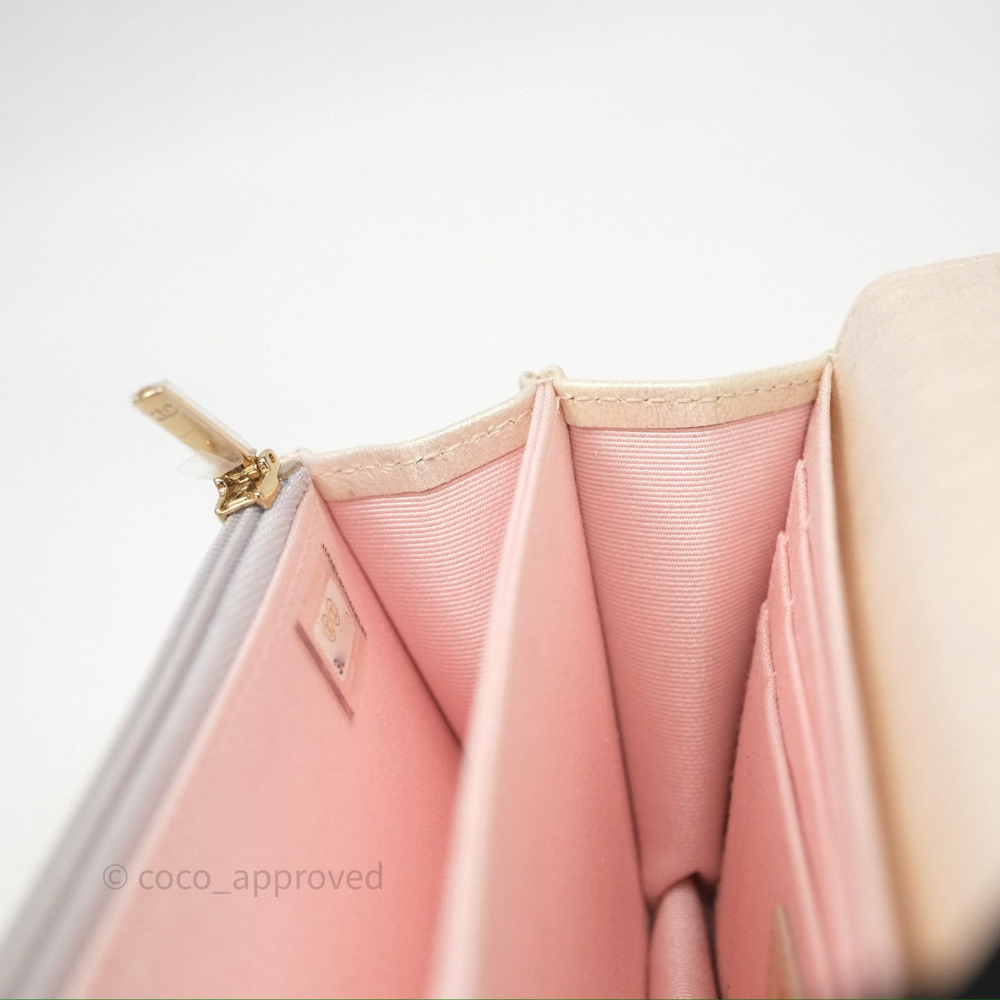 Chanel Quilted Mini Wallet on Chain WOC Iridescent Ivory Gold Hardware