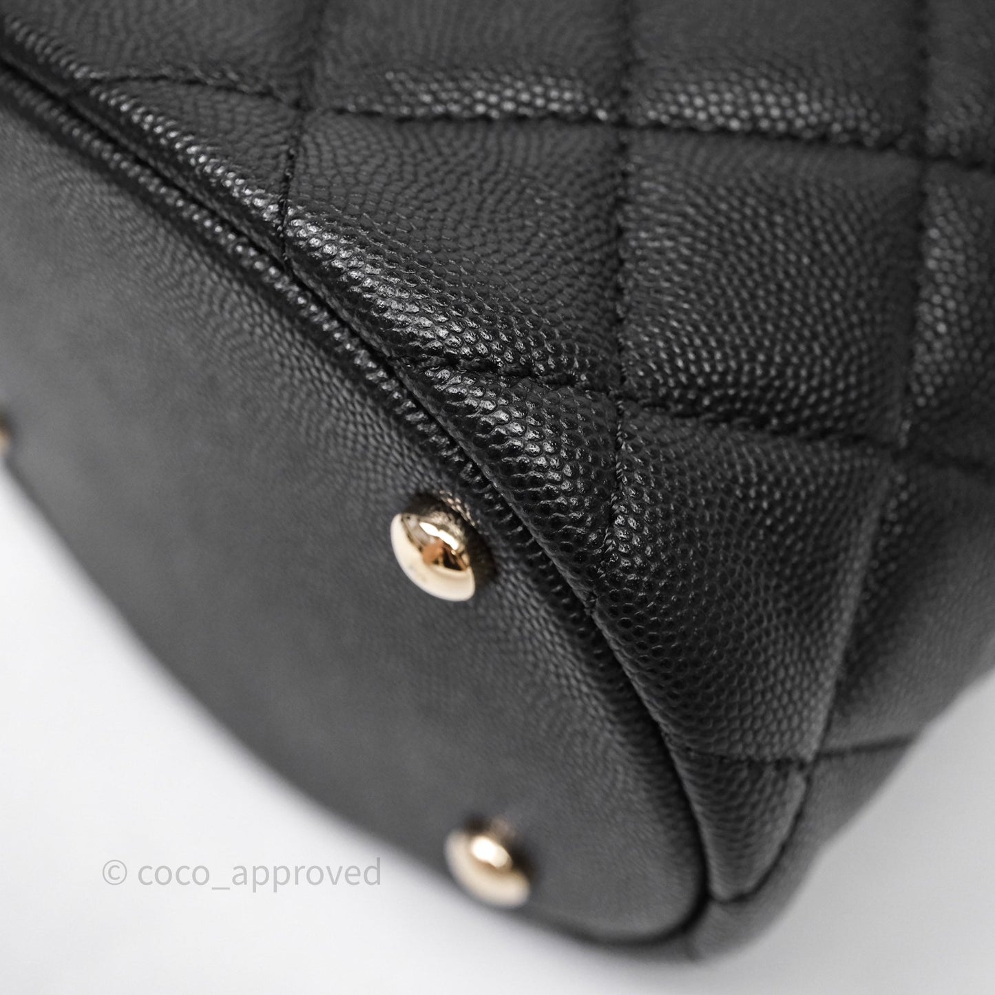 Chanel Quilted Top Handle Vanity Case Black Caviar Gold Hardware