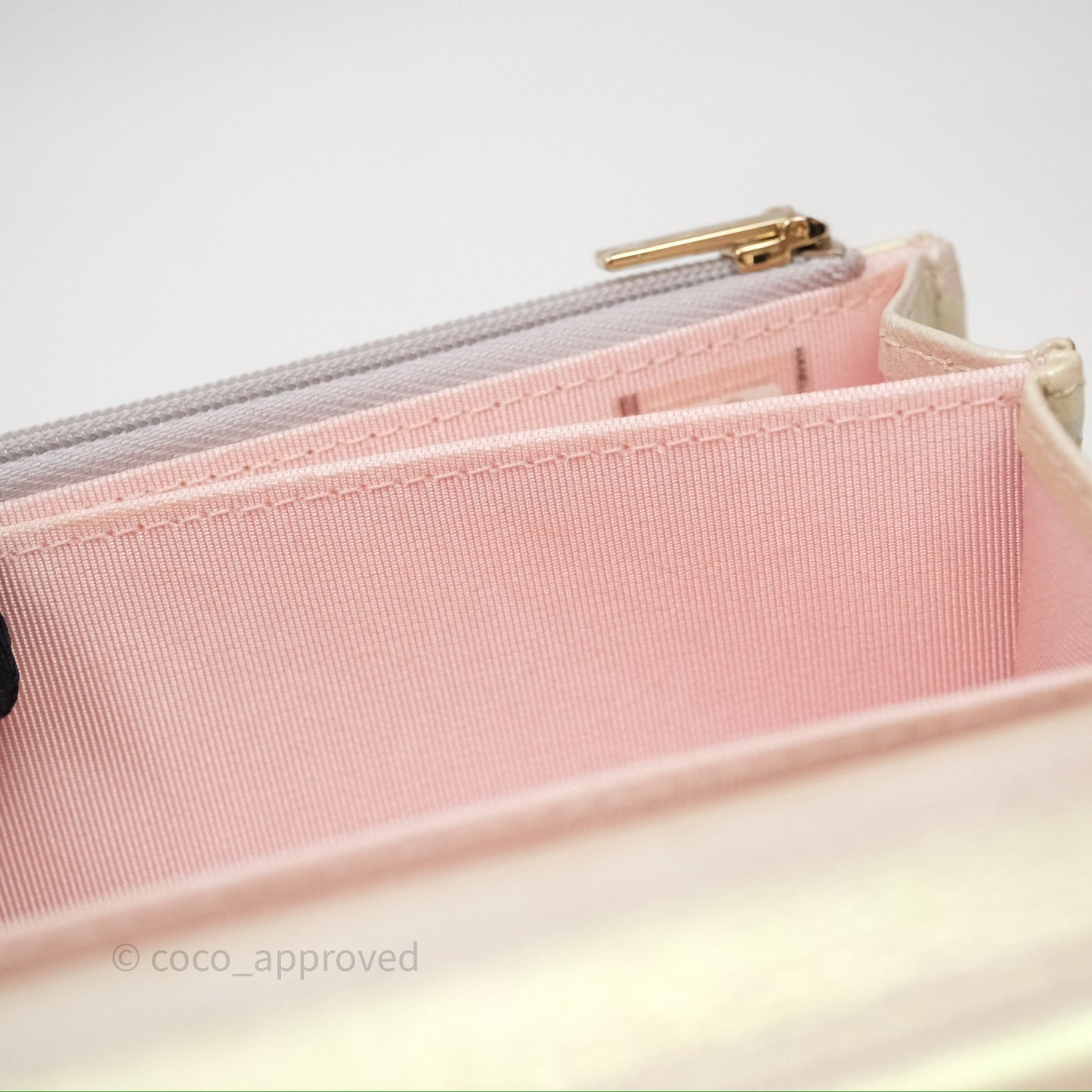 Chanel Quilted Mini Wallet on Chain WOC Iridescent Ivory Gold Hardware