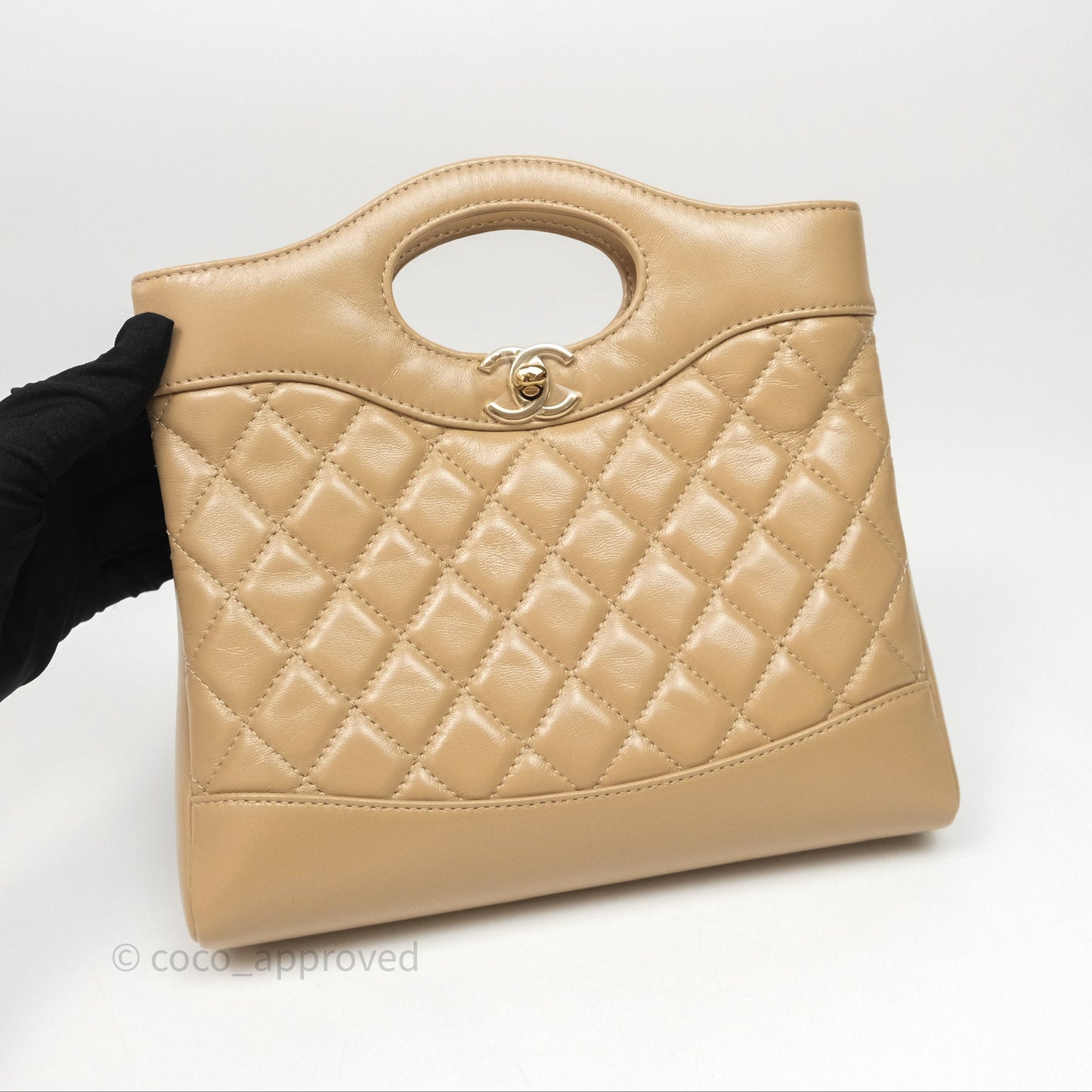 Chanel 31 Mini Beige Shiny Lambskin Gold Hardware