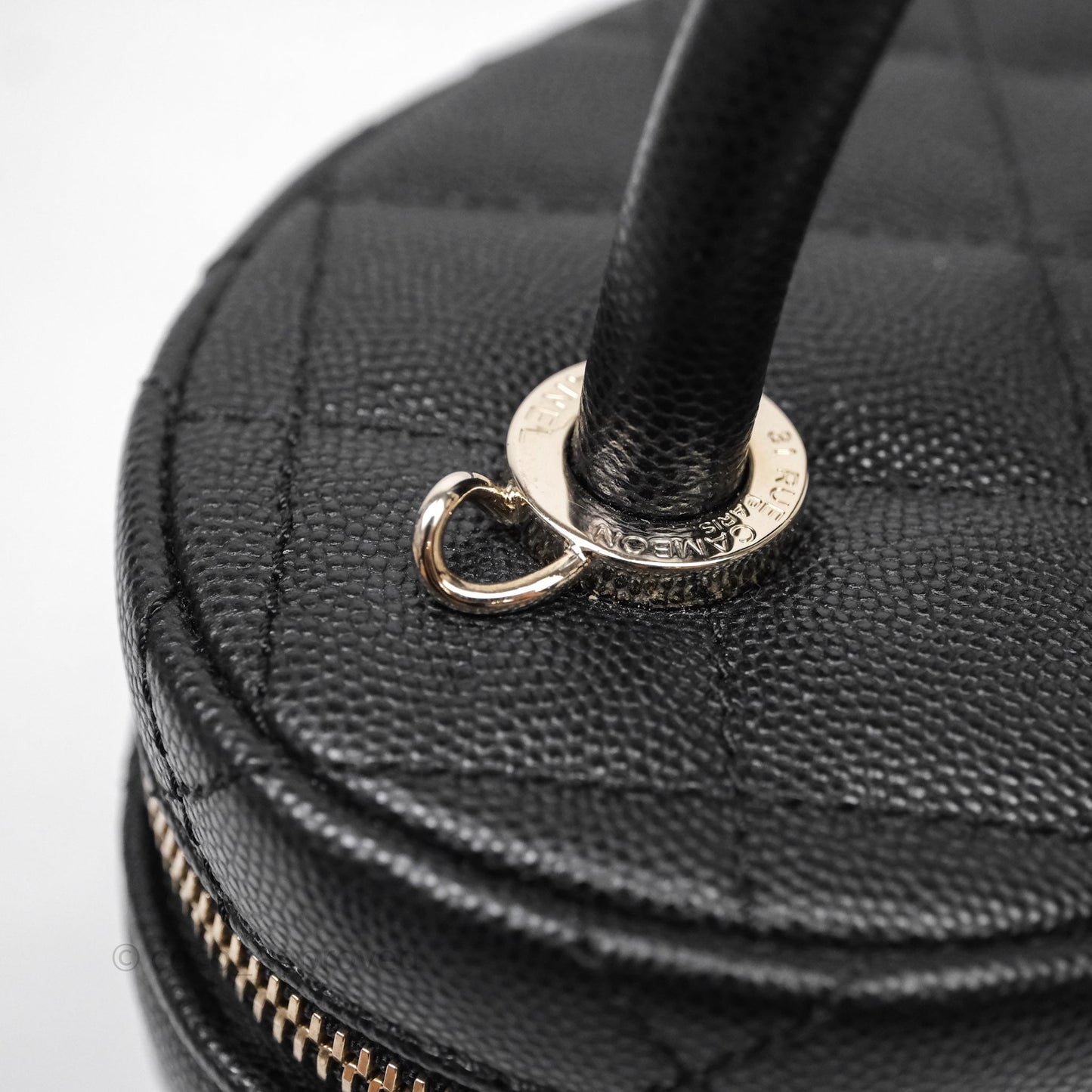Chanel Quilted Top Handle Vanity Case Black Caviar Gold Hardware