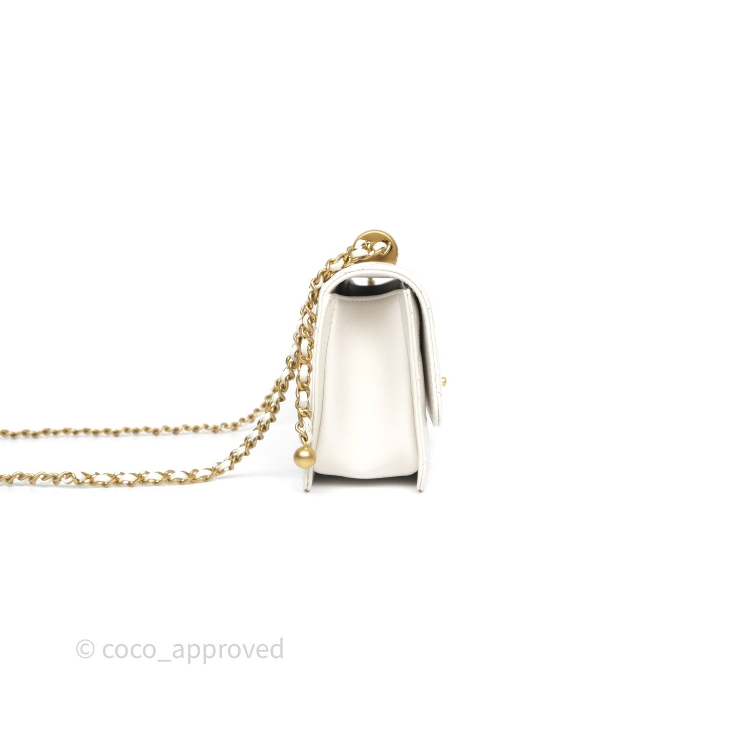 Chanel Quilted Mini Perfect Fit Adjustable White Calfskin Gold Hardware