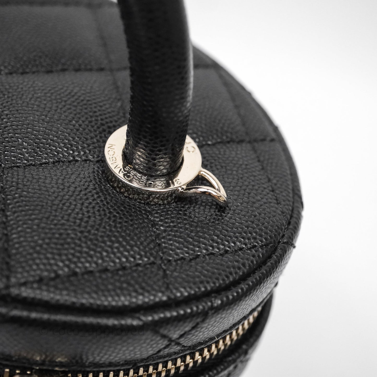 Chanel Quilted Top Handle Vanity Case Black Caviar Gold Hardware