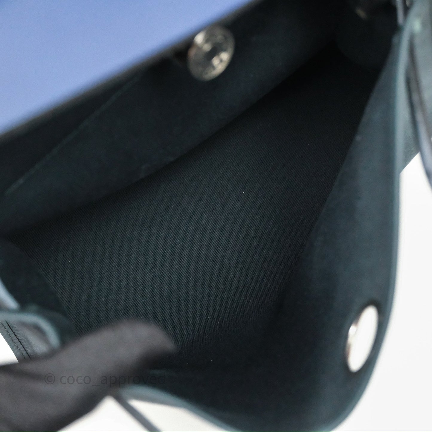 Hermes Herbag 31 Vert Cypres 6O/ Bleu Saphir 73 Palladium Hardware