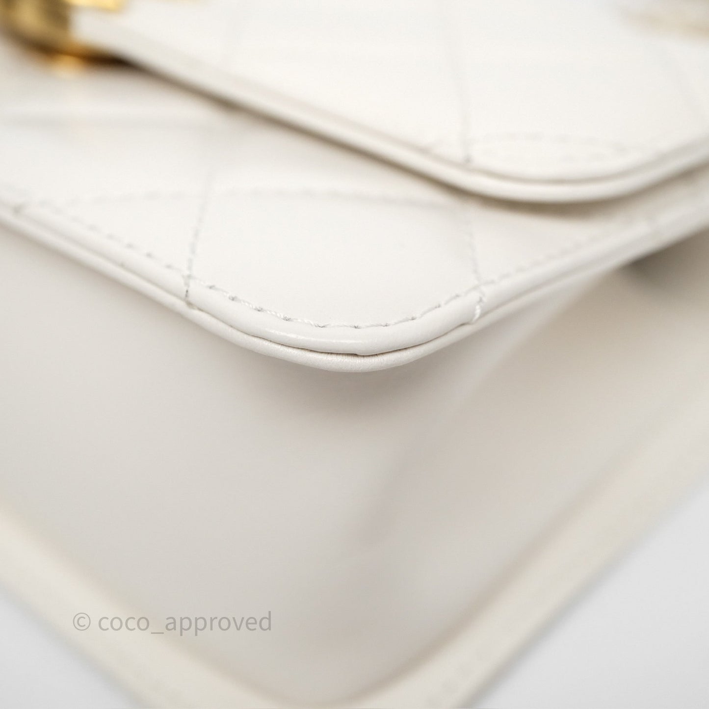 Chanel Quilted Mini Perfect Fit Adjustable White Calfskin Gold Hardware