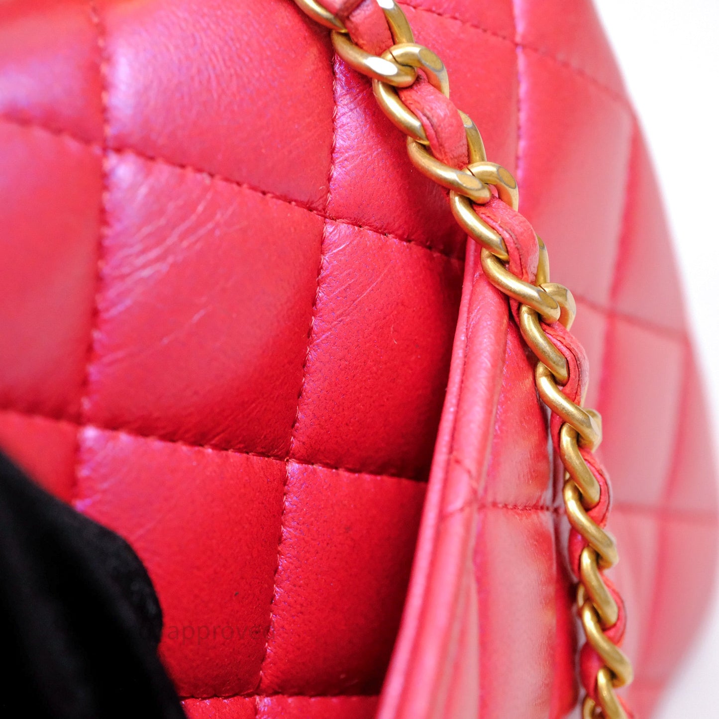 Chanel Top Handle Mini Rectangular Flap Bag Iridescent Dark Pink Lambskin Aged Gold Hardware