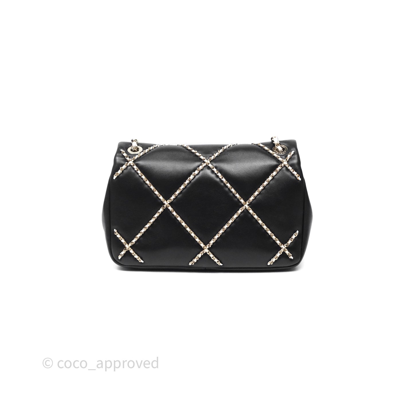 Chanel Small Entwined Chain Flap Black Lambskin Gold Hardware