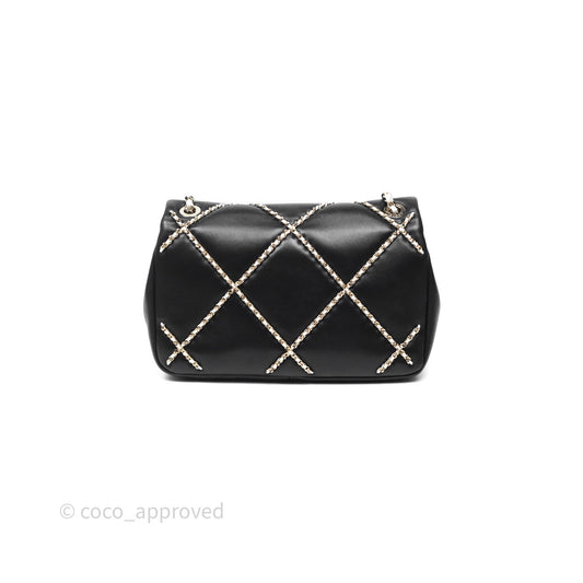 Chanel Small Entwined Chain Flap Black Lambskin Gold Hardware
