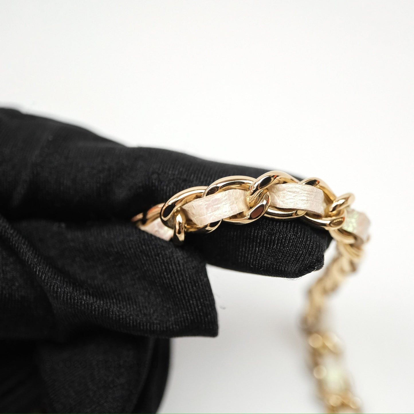 Chanel Quilted Mini Wallet on Chain WOC Iridescent Ivory Gold Hardware