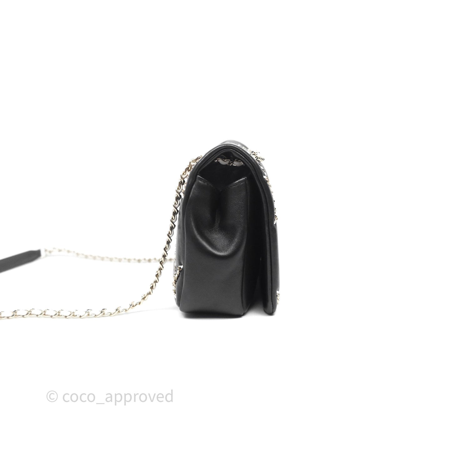 Chanel Small Entwined Chain Flap Black Lambskin Gold Hardware