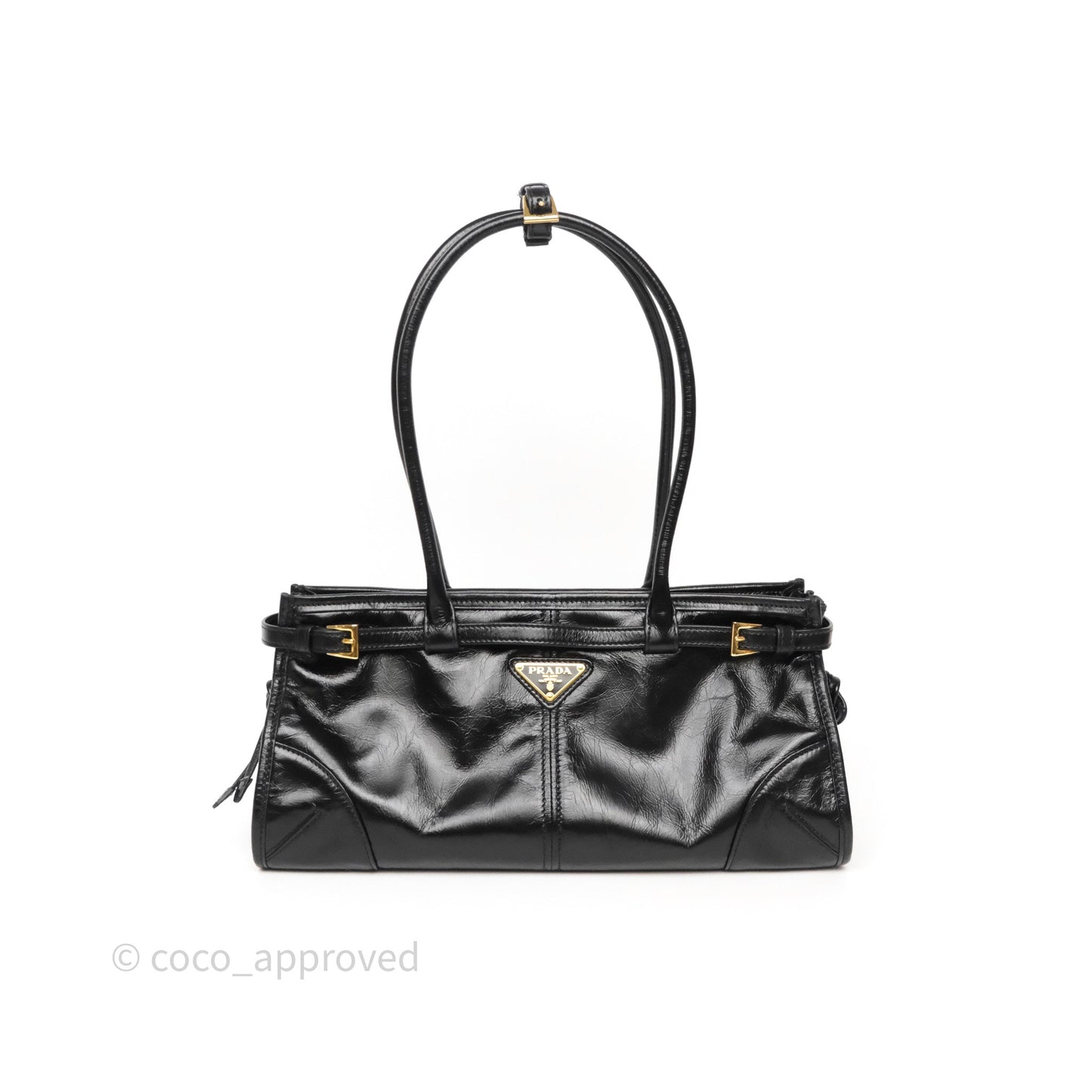 Prada Bonnie Medium Leather Handbag Black