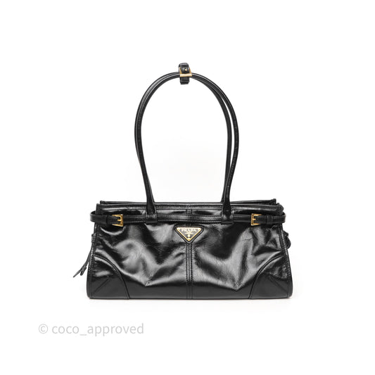 Prada Bonnie Medium Leather Handbag Black