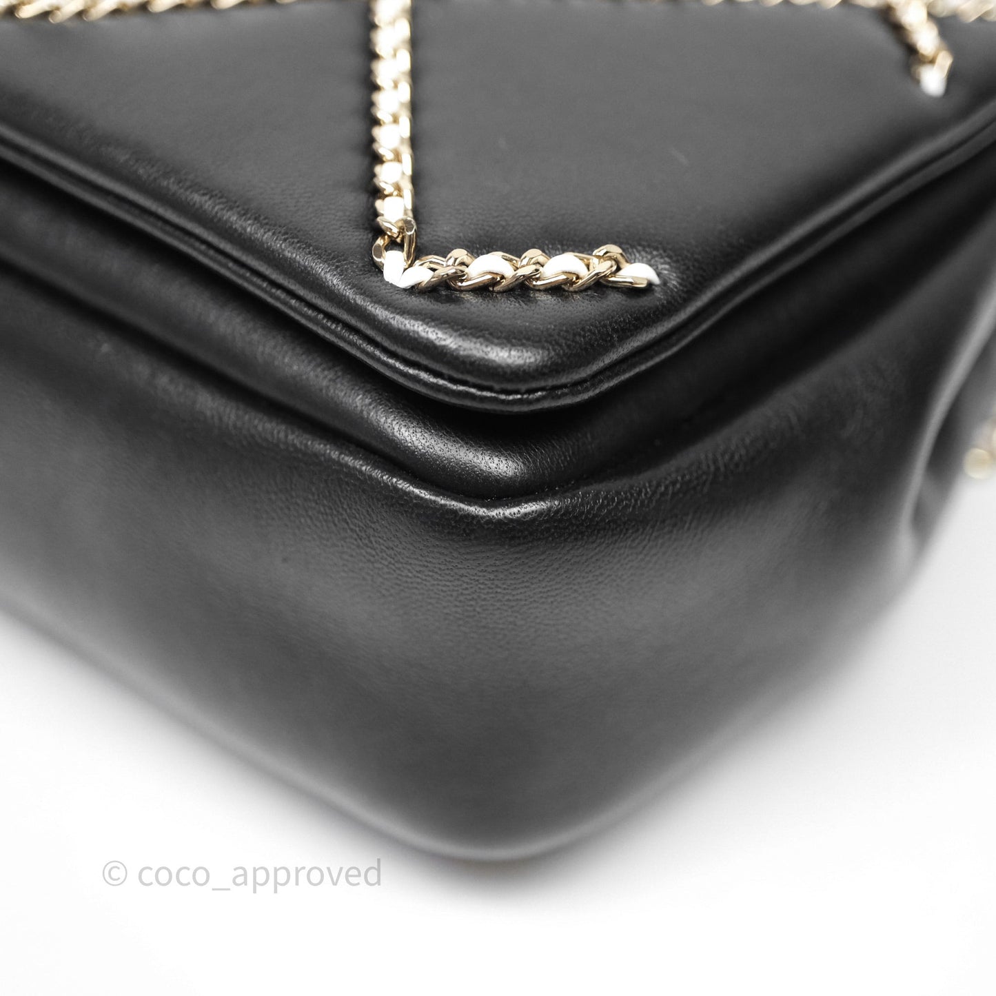 Chanel Small Entwined Chain Flap Black Lambskin Gold Hardware