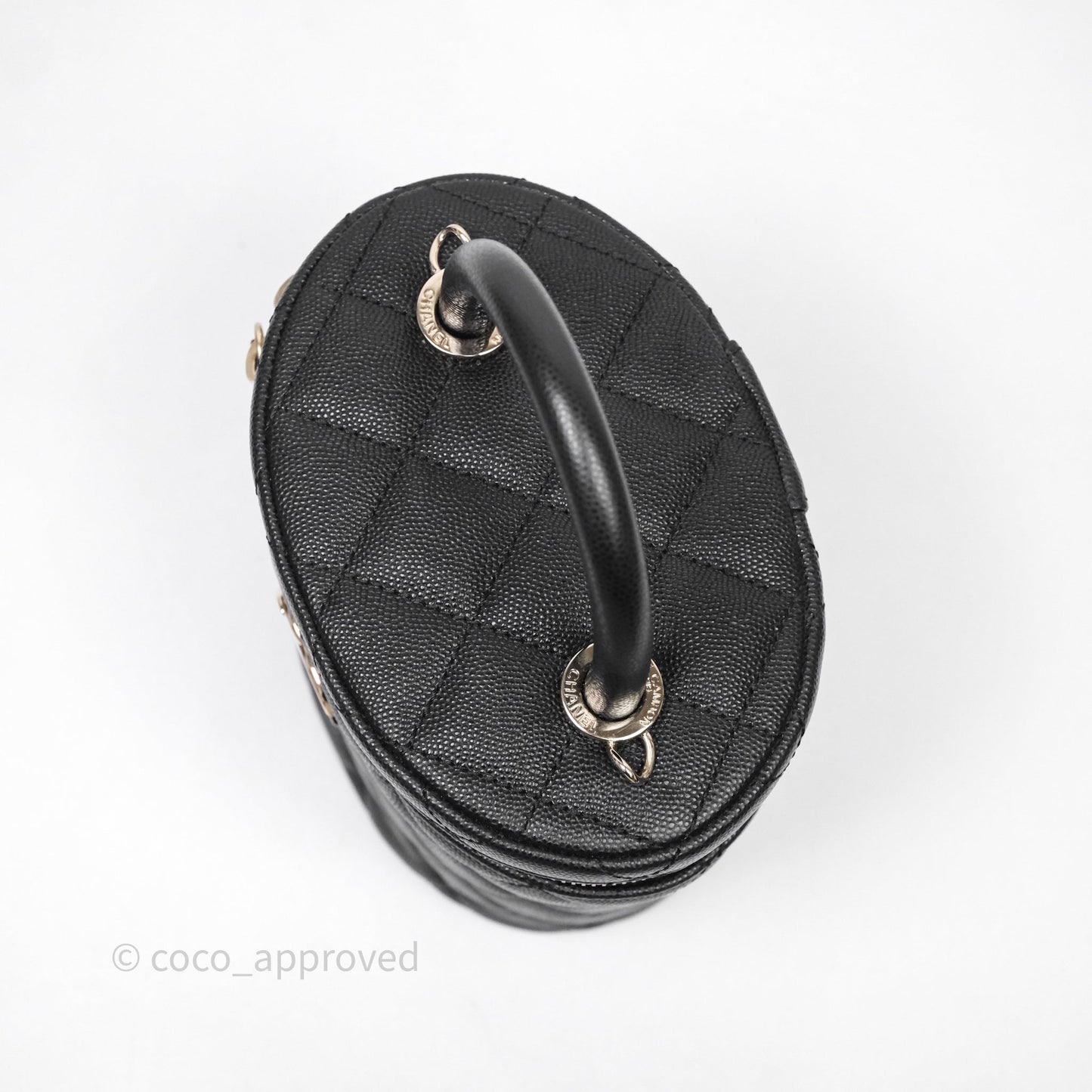 Chanel Quilted Top Handle Vanity Case Black Caviar Gold Hardware
