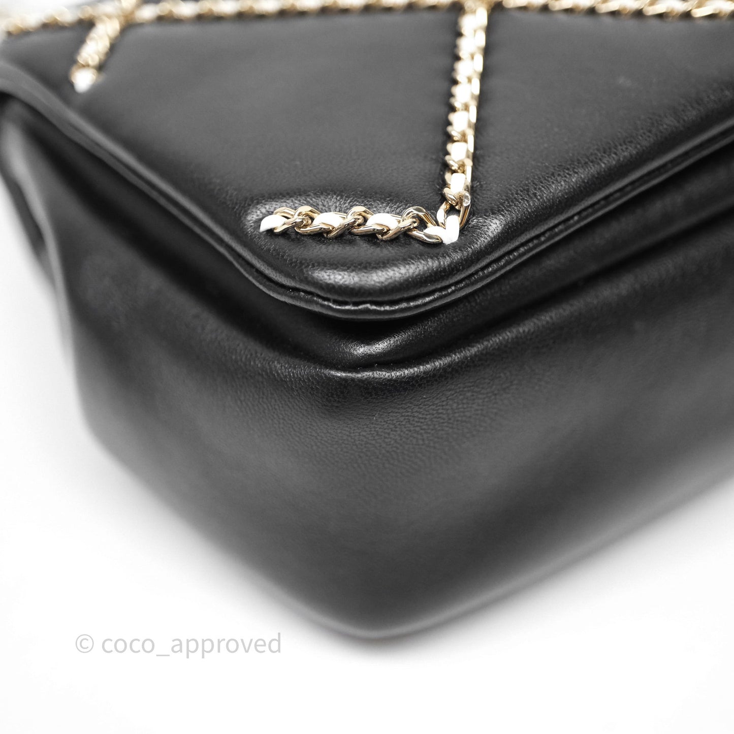 Chanel Small Entwined Chain Flap Black Lambskin Gold Hardware