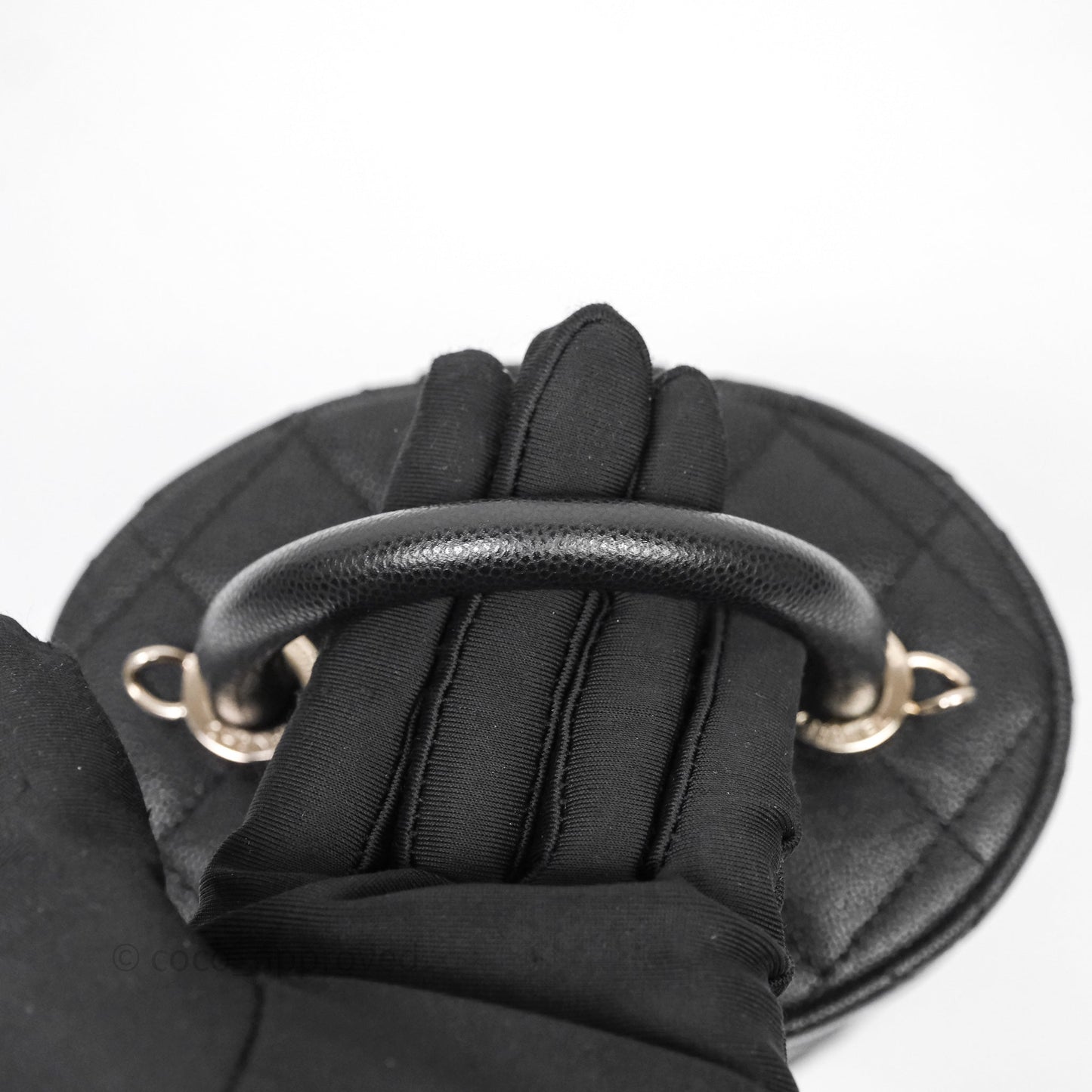 Chanel Quilted Top Handle Vanity Case Black Caviar Gold Hardware