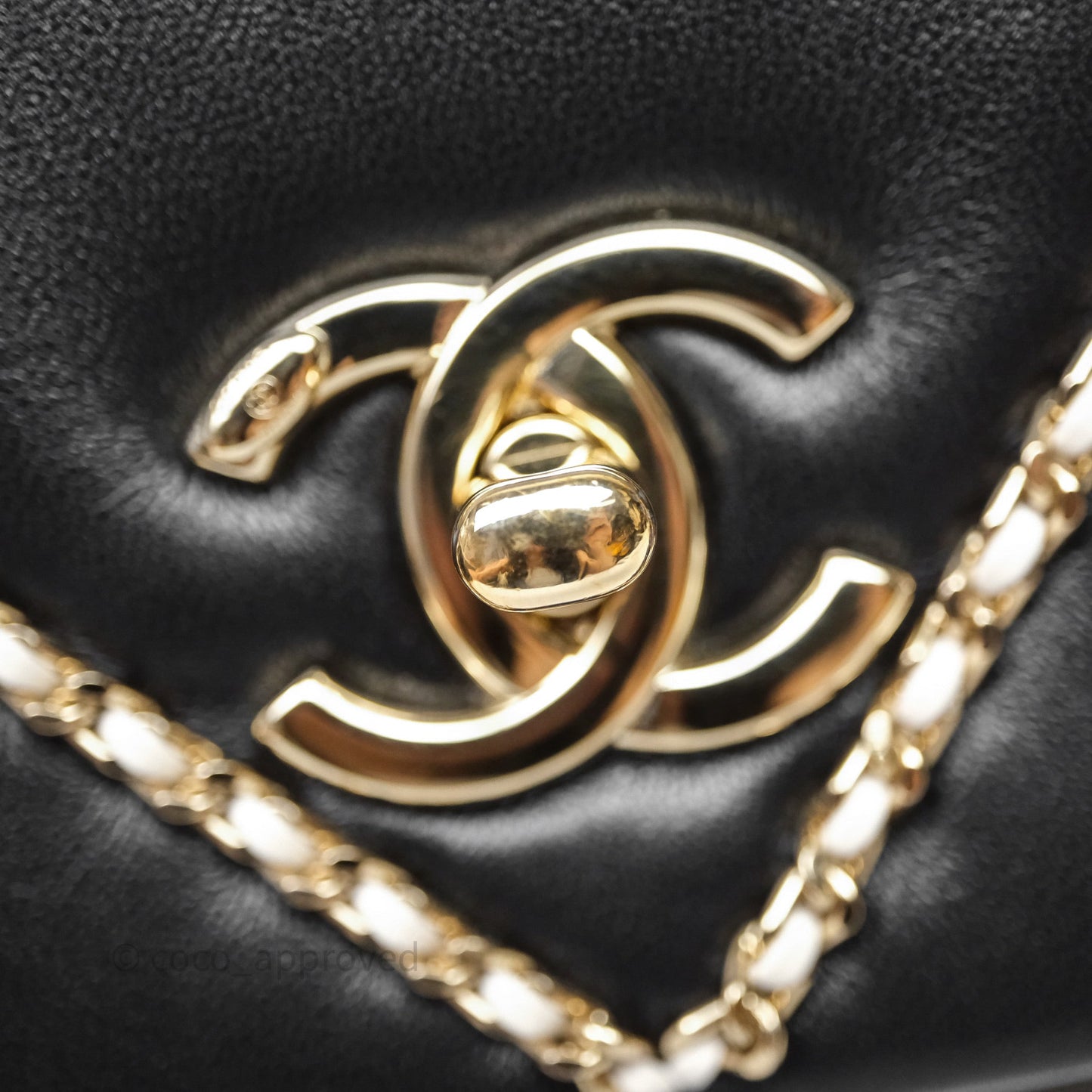 Chanel Small Entwined Chain Flap Black Lambskin Gold Hardware