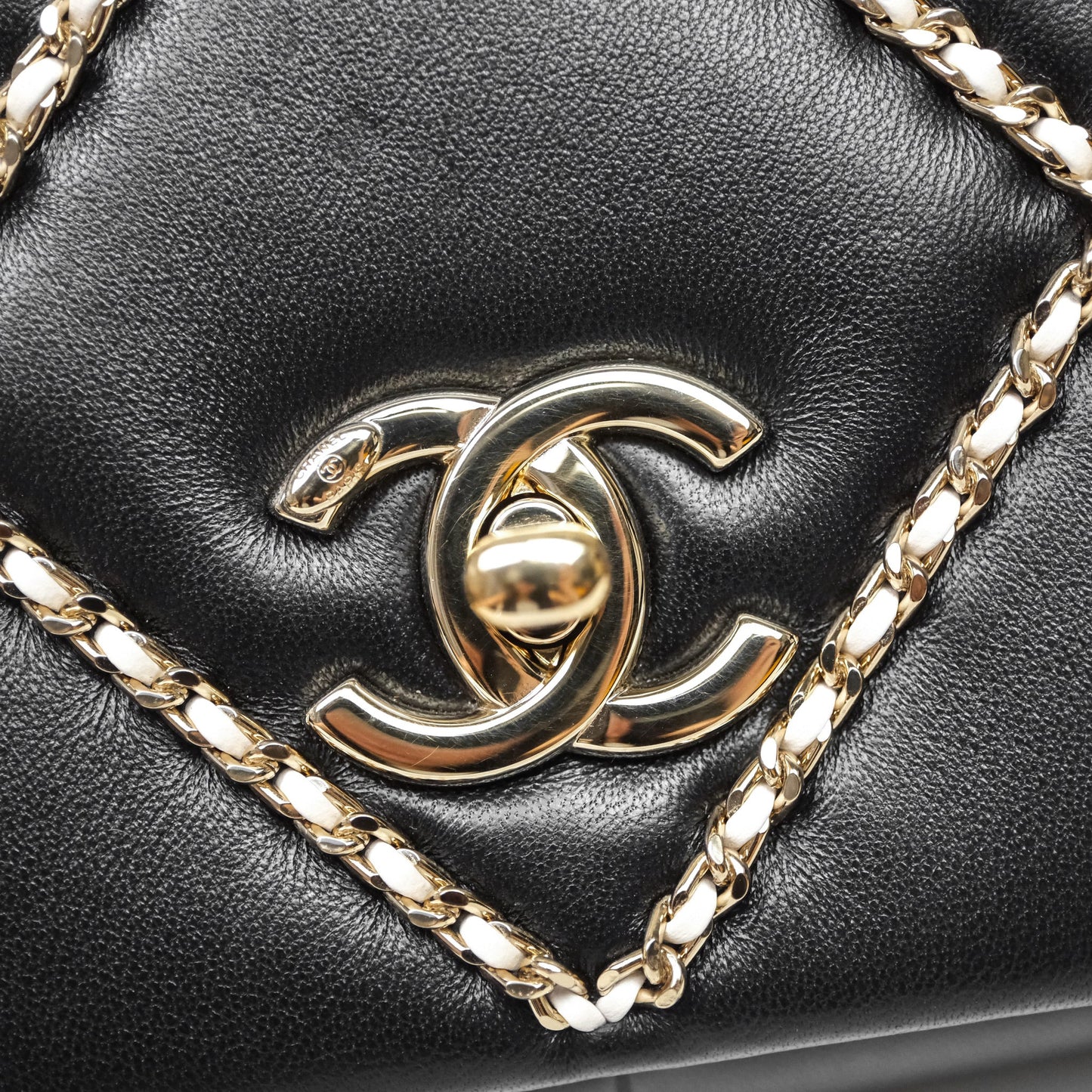 Chanel Small Entwined Chain Flap Black Lambskin Gold Hardware