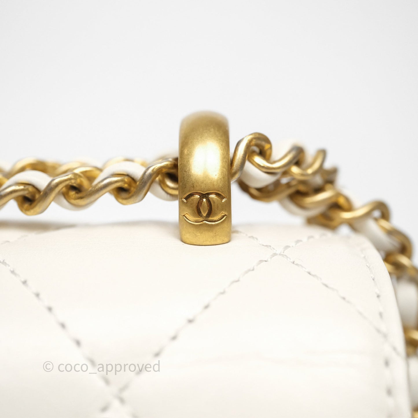Chanel Quilted Mini Perfect Fit Adjustable White Calfskin Gold Hardware