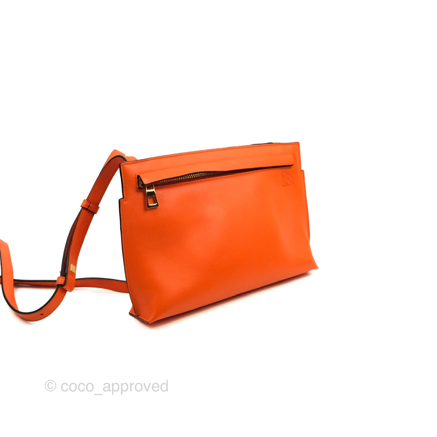 Loewe T Pouch Shoulder Bag Orange Calfskin