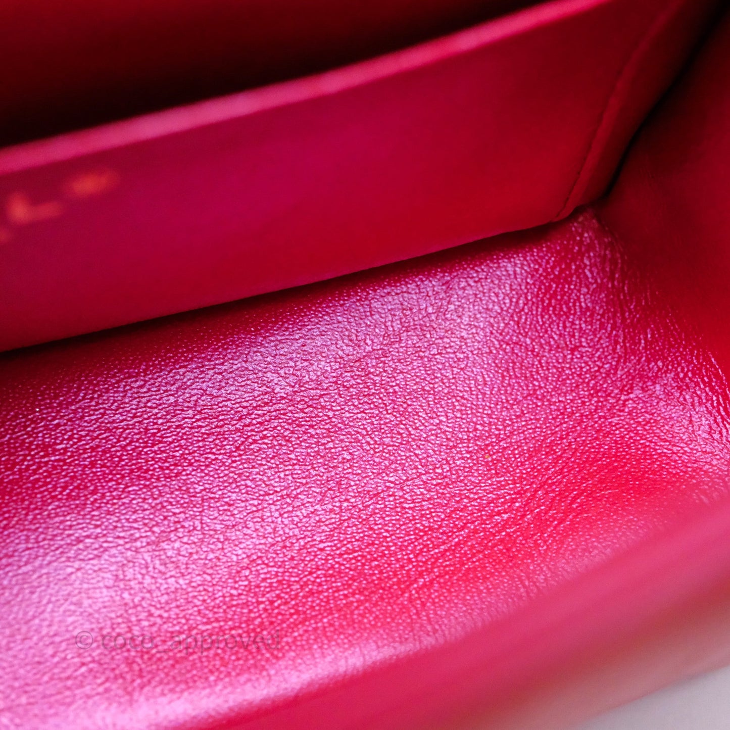 Chanel Top Handle Mini Rectangular Flap Bag Iridescent Dark Pink Lambskin Aged Gold Hardware