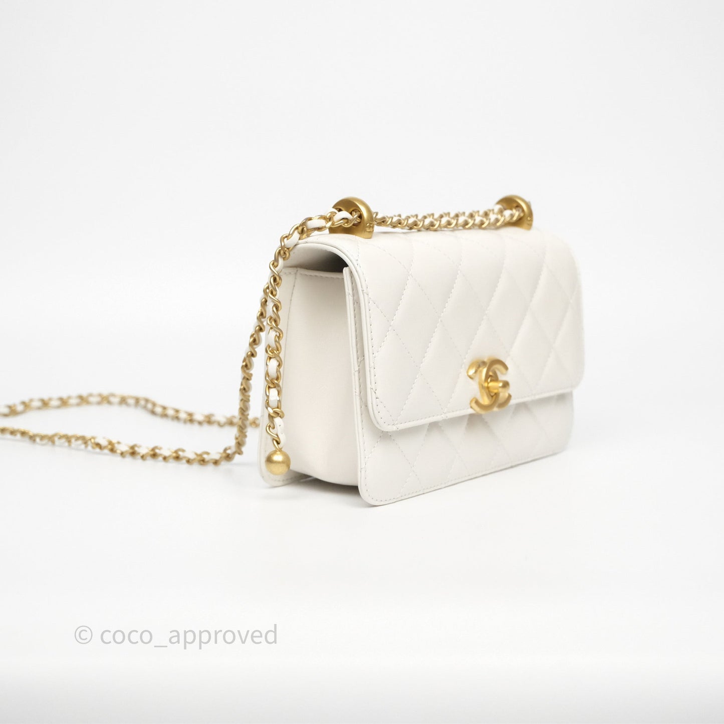 Chanel Quilted Mini Perfect Fit Adjustable White Calfskin Gold Hardware