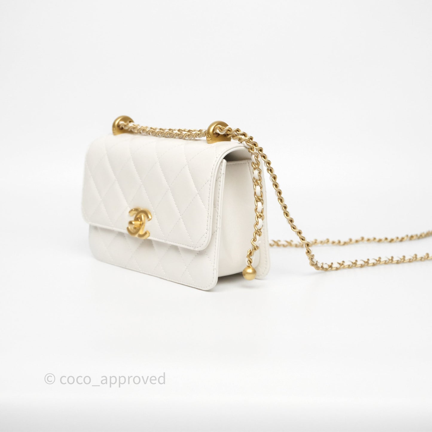 Chanel Quilted Mini Perfect Fit Adjustable White Calfskin Gold Hardware