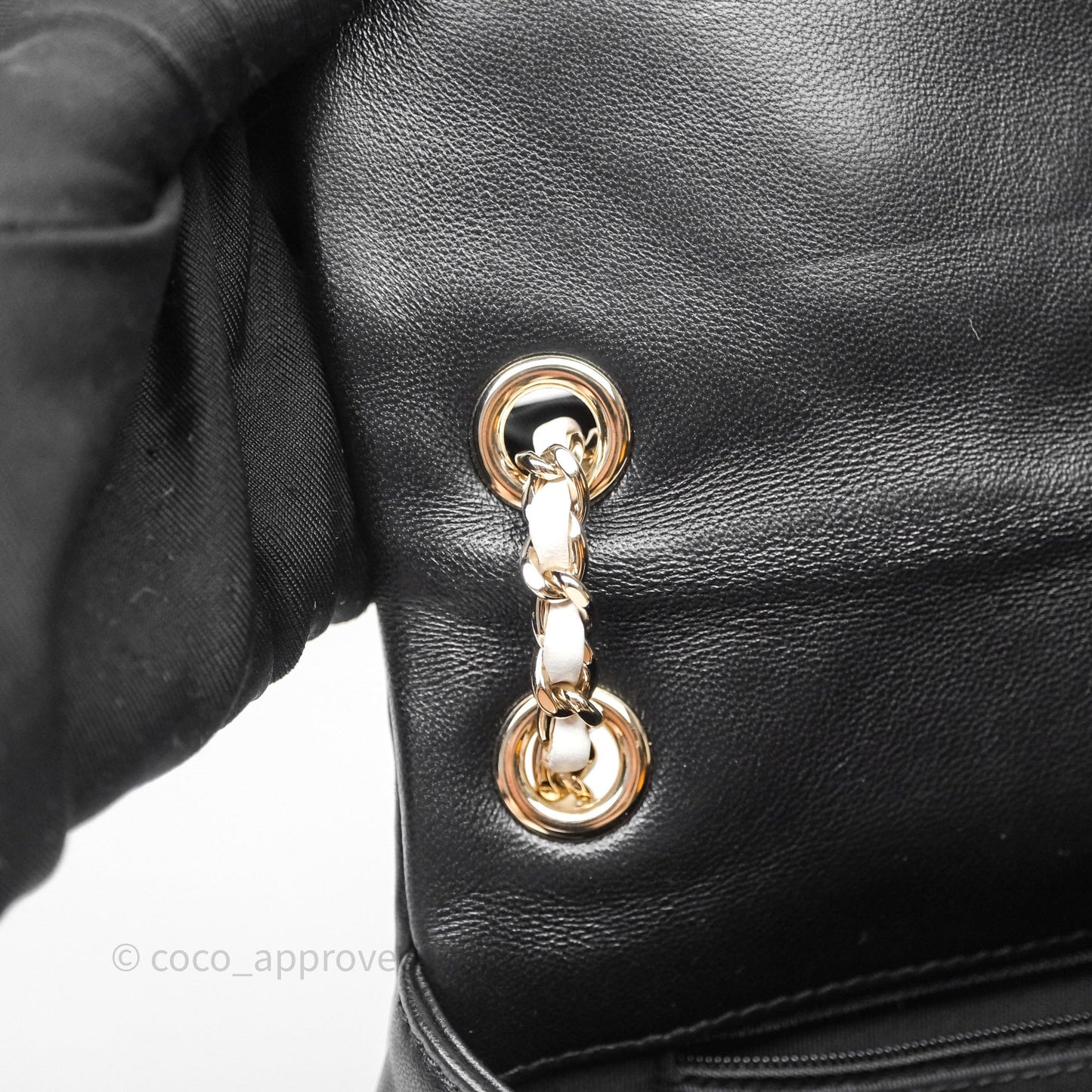 Chanel Small Entwined Chain Flap Black Lambskin Gold Hardware