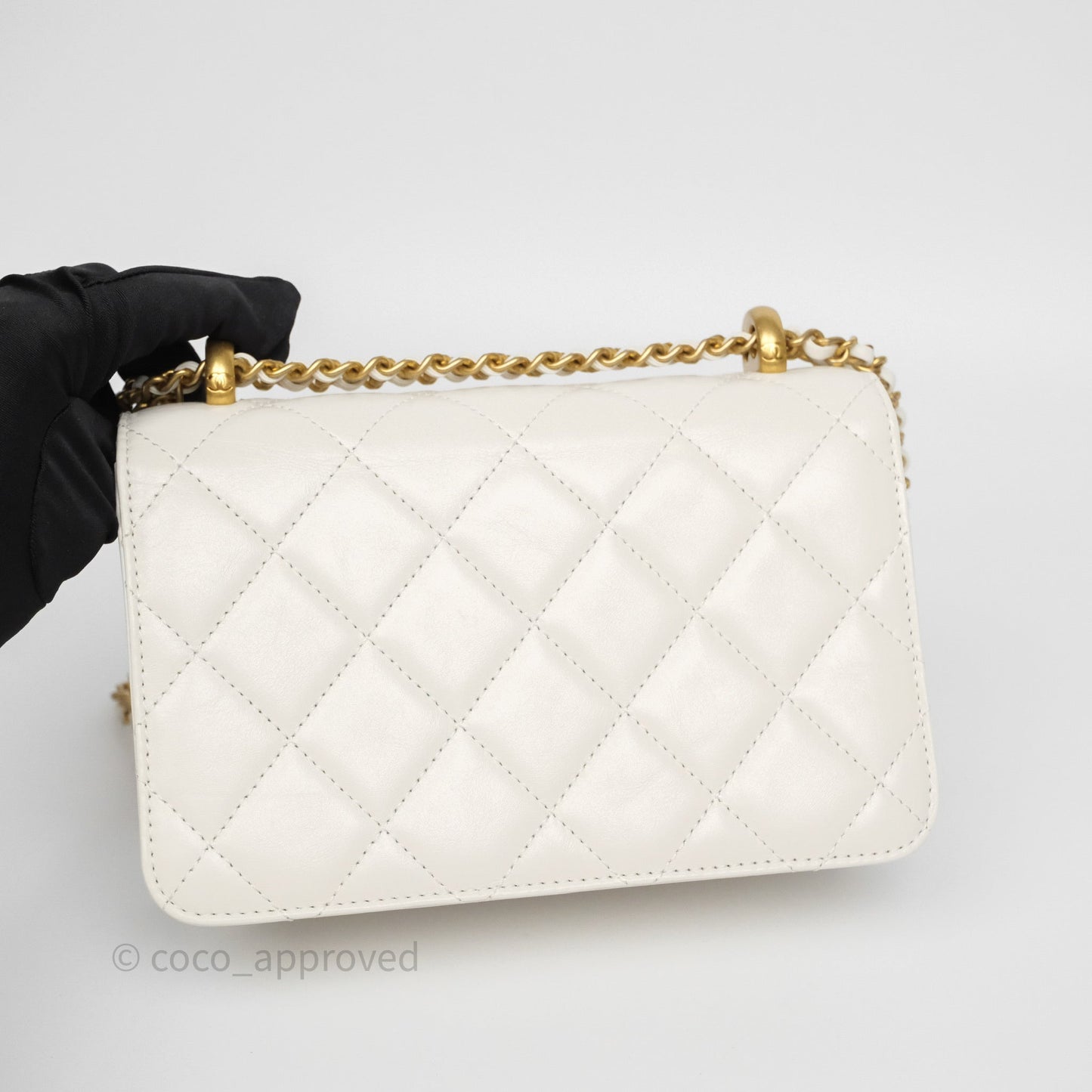 Chanel Quilted Mini Perfect Fit Adjustable White Calfskin Gold Hardware