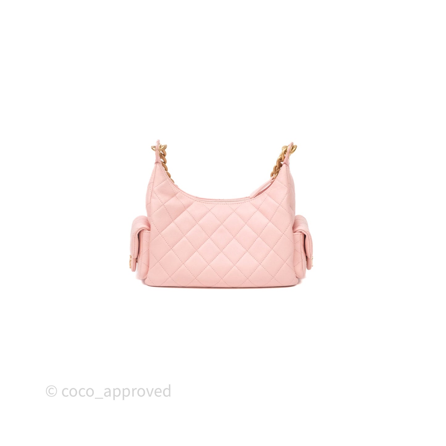 Chanel Small Quilted Trendy Double Pocket Hobo Pink Lambskin Aged Gold Hardware