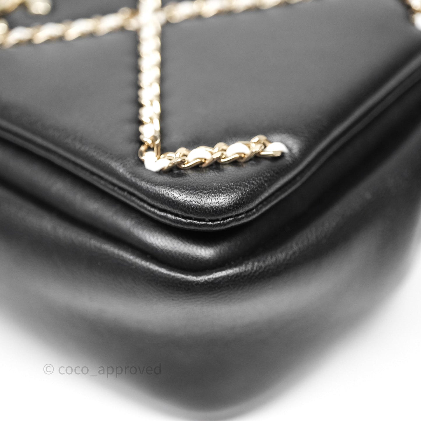 Chanel Small Entwined Chain Flap Black Lambskin Gold Hardware