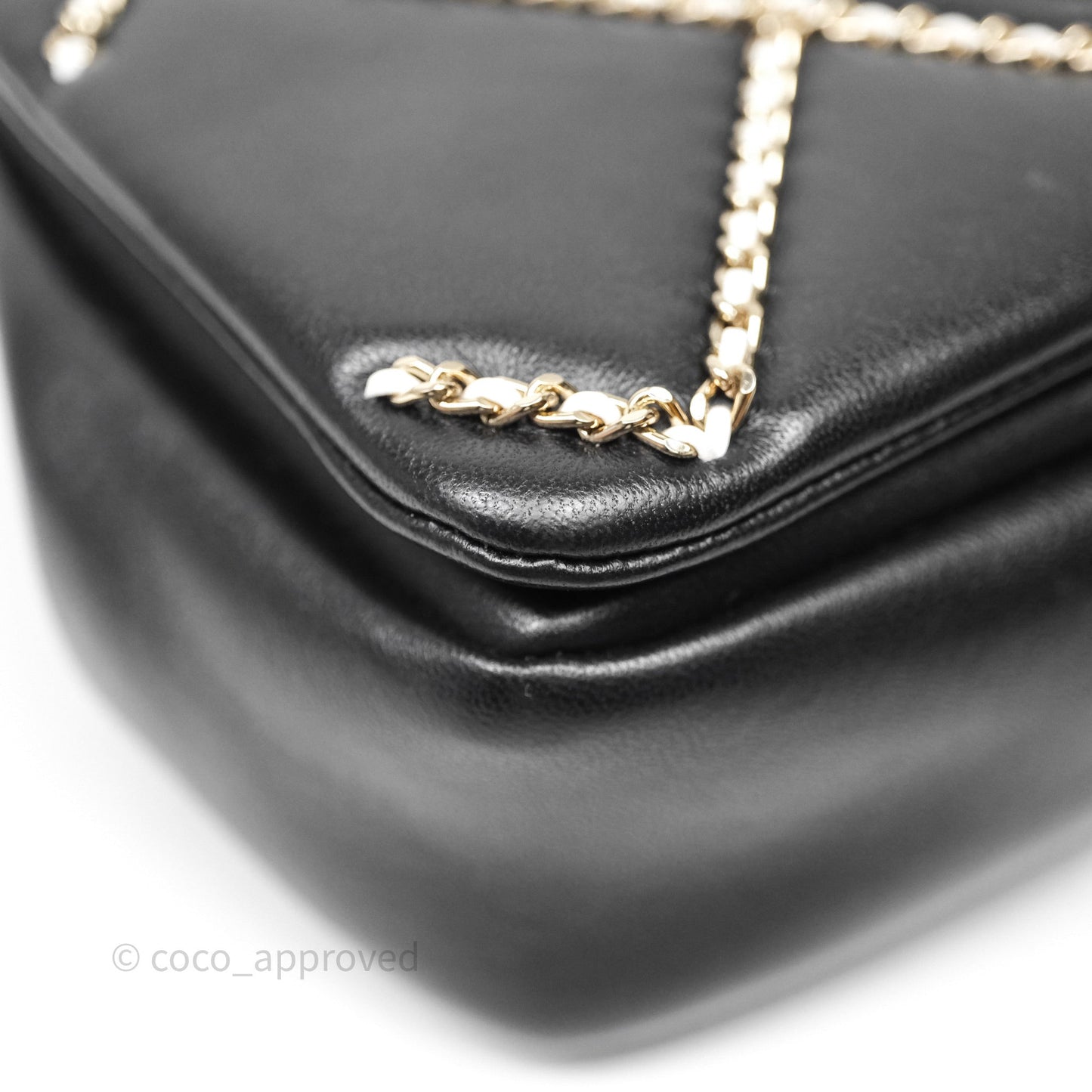 Chanel Small Entwined Chain Flap Black Lambskin Gold Hardware