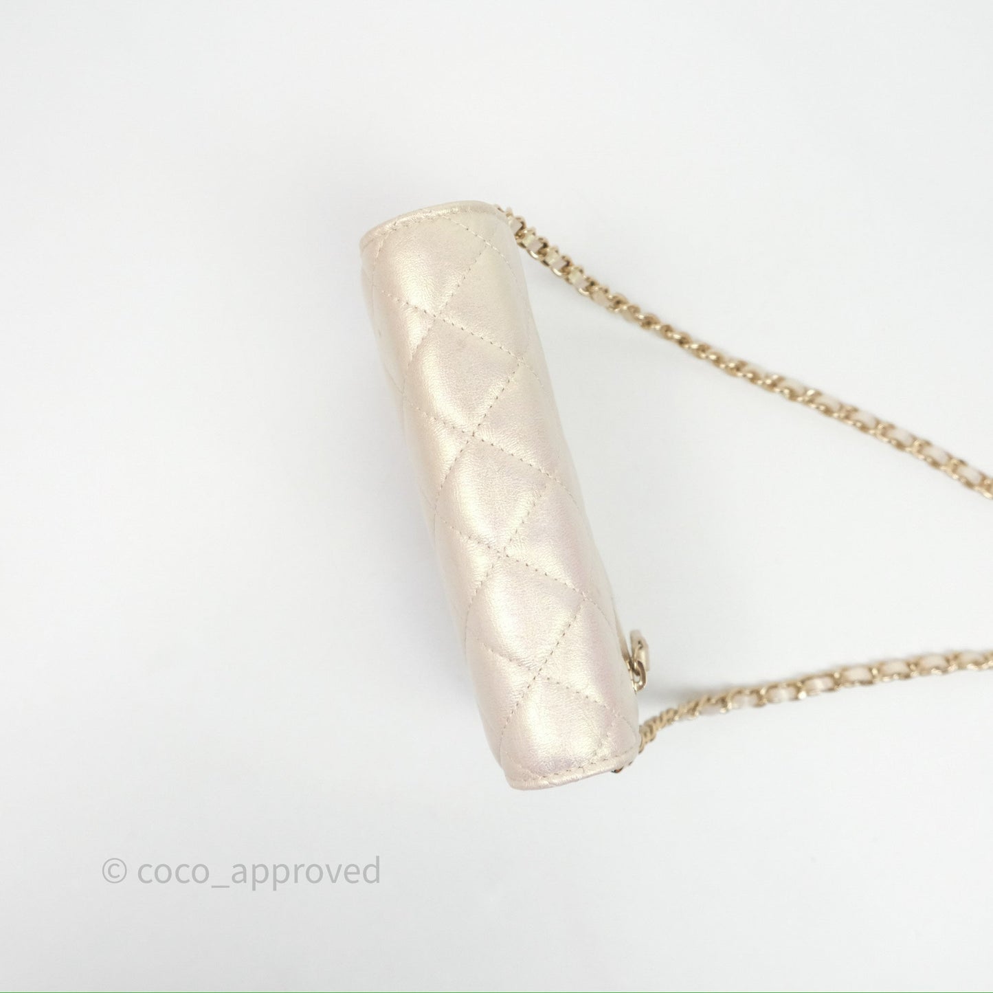 Chanel Quilted Mini Wallet on Chain WOC Iridescent Ivory Gold Hardware