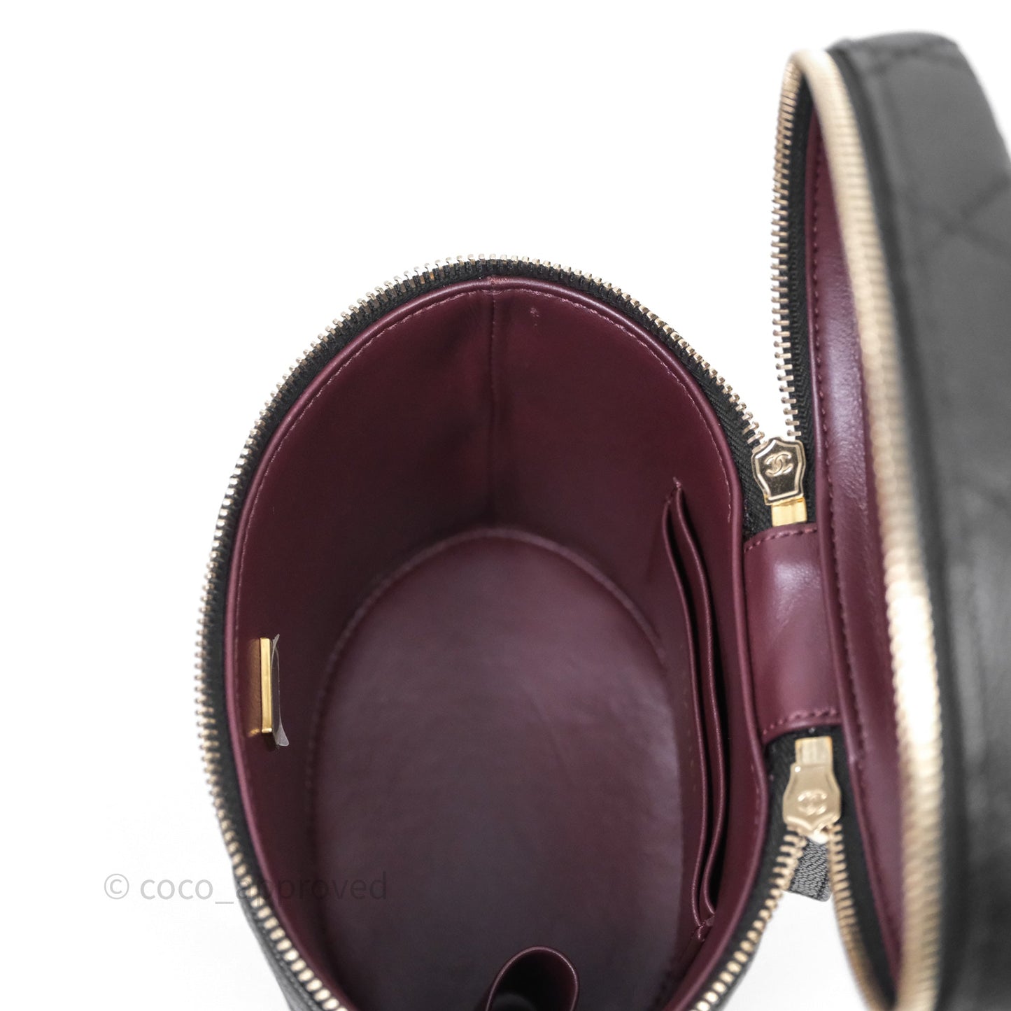Chanel Quilted Top Handle Vanity Case Black Caviar Gold Hardware