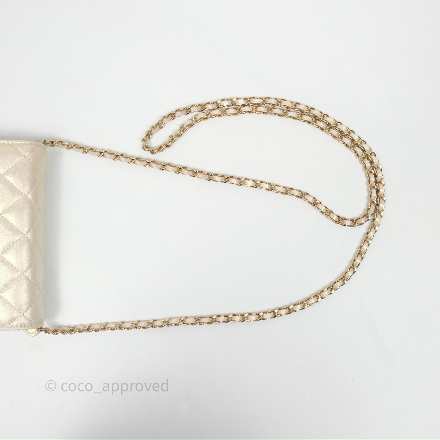 Chanel Quilted Mini Wallet on Chain WOC Iridescent Ivory Gold Hardware