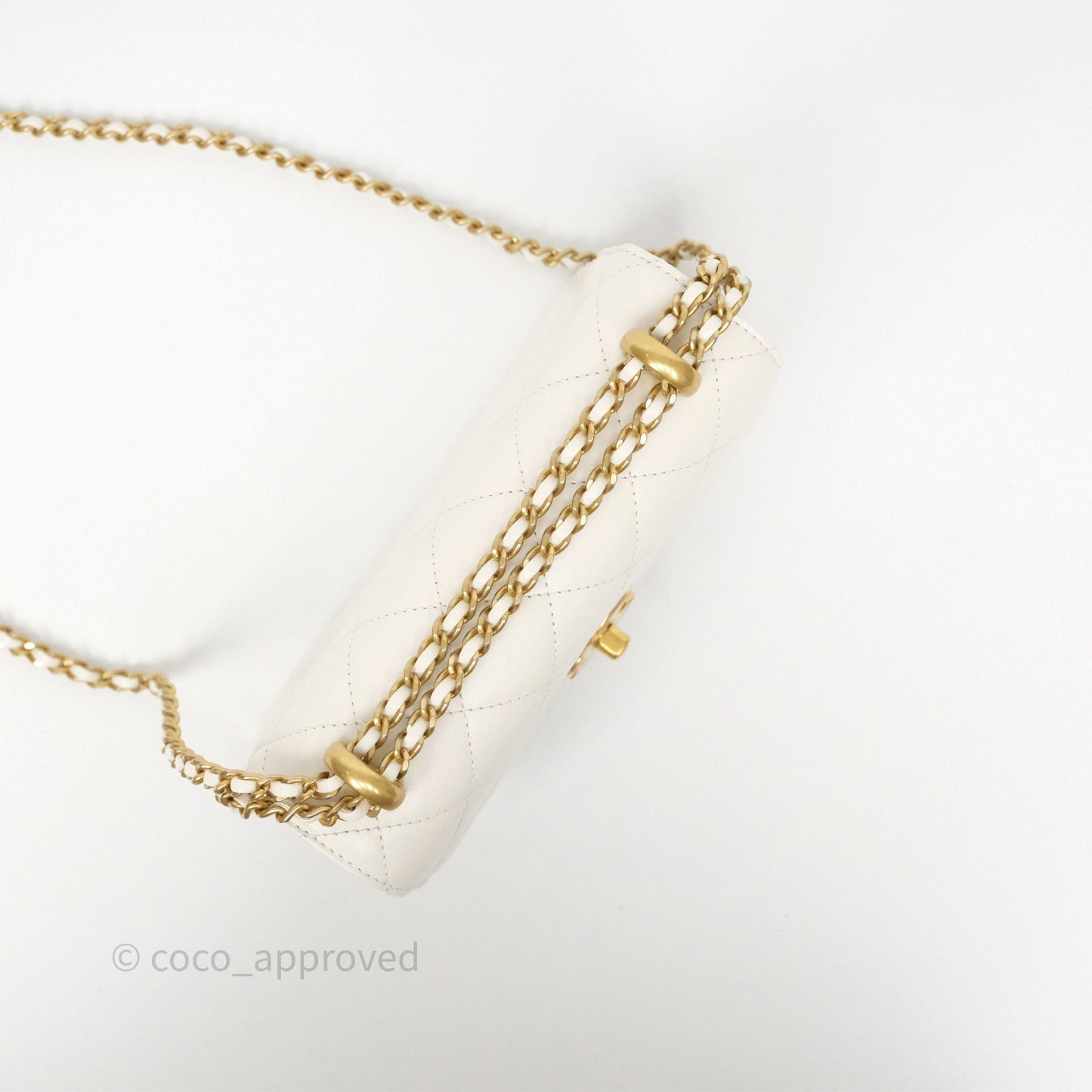 Chanel Quilted Mini Perfect Fit Adjustable White Calfskin Gold Hardware