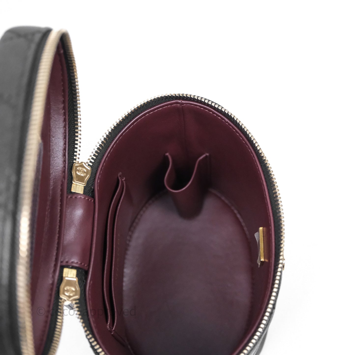 Chanel Quilted Top Handle Vanity Case Black Caviar Gold Hardware