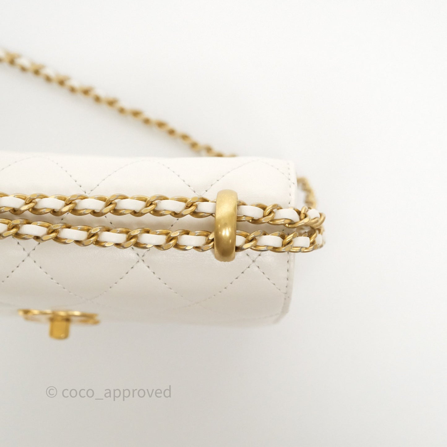 Chanel Quilted Mini Perfect Fit Adjustable White Calfskin Gold Hardware