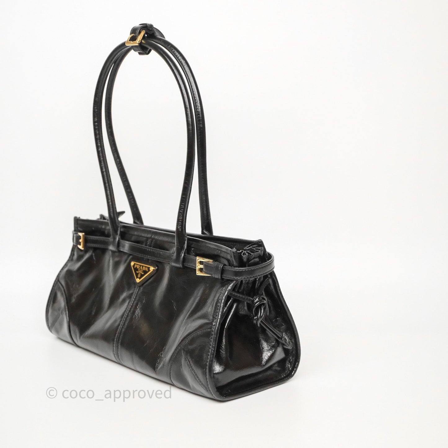 Prada Bonnie Medium Leather Handbag Black