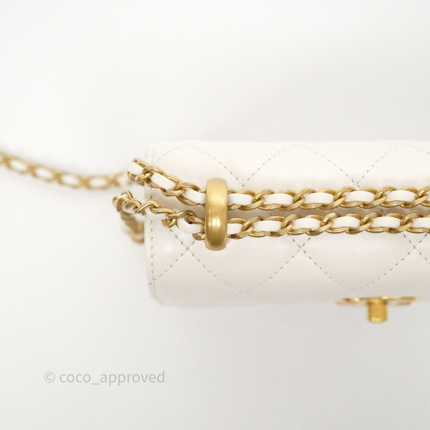 Chanel Quilted Mini Perfect Fit Adjustable White Calfskin Gold Hardware