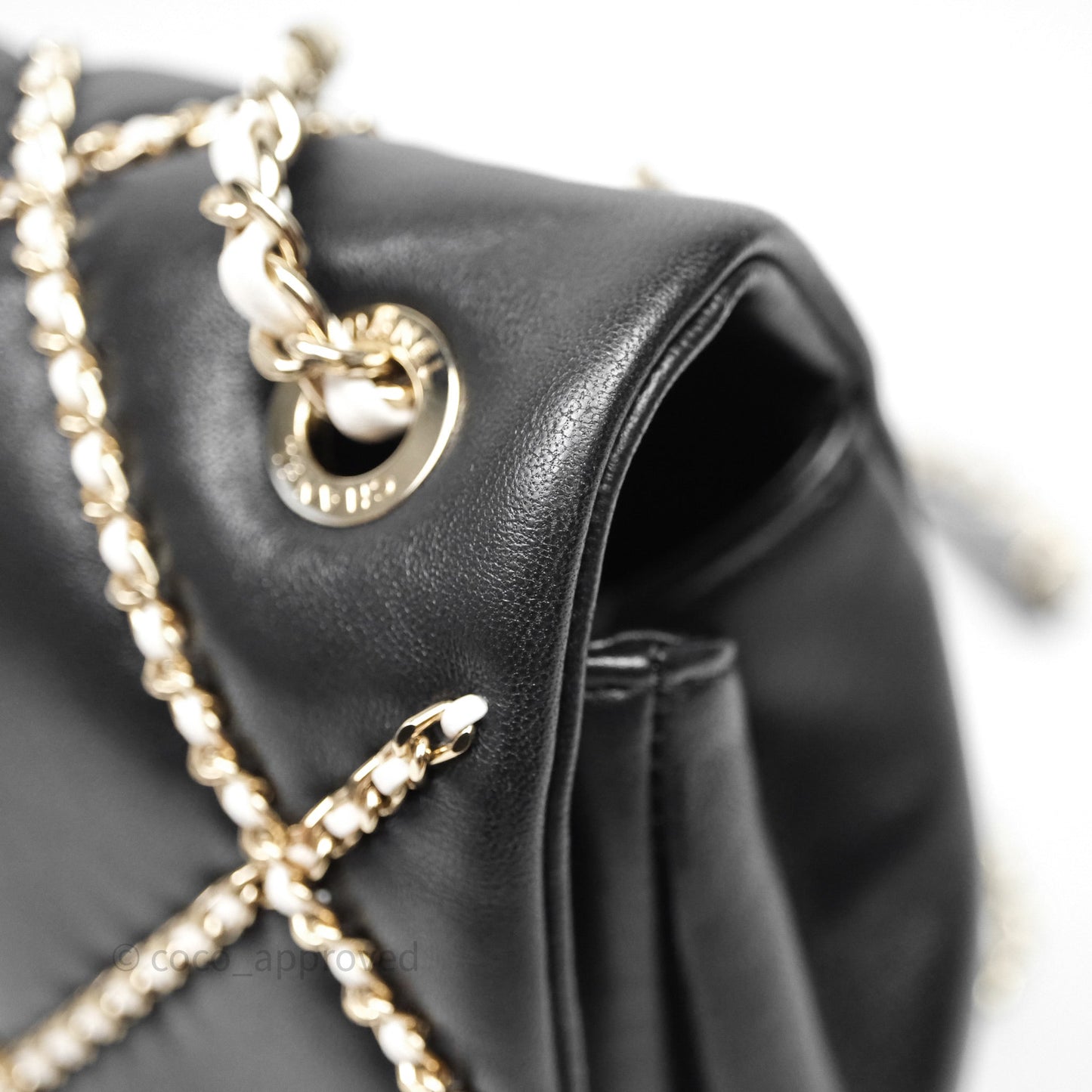 Chanel Small Entwined Chain Flap Black Lambskin Gold Hardware