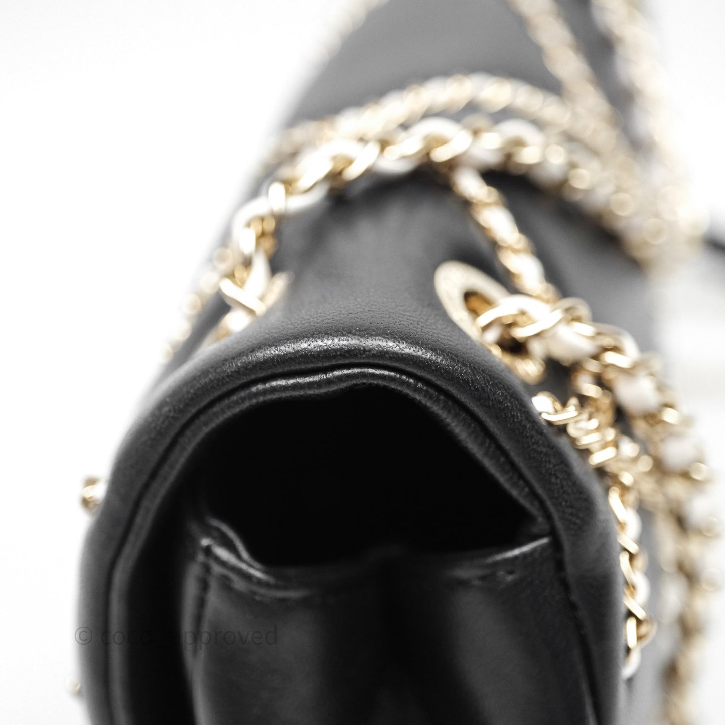 Chanel Small Entwined Chain Flap Black Lambskin Gold Hardware
