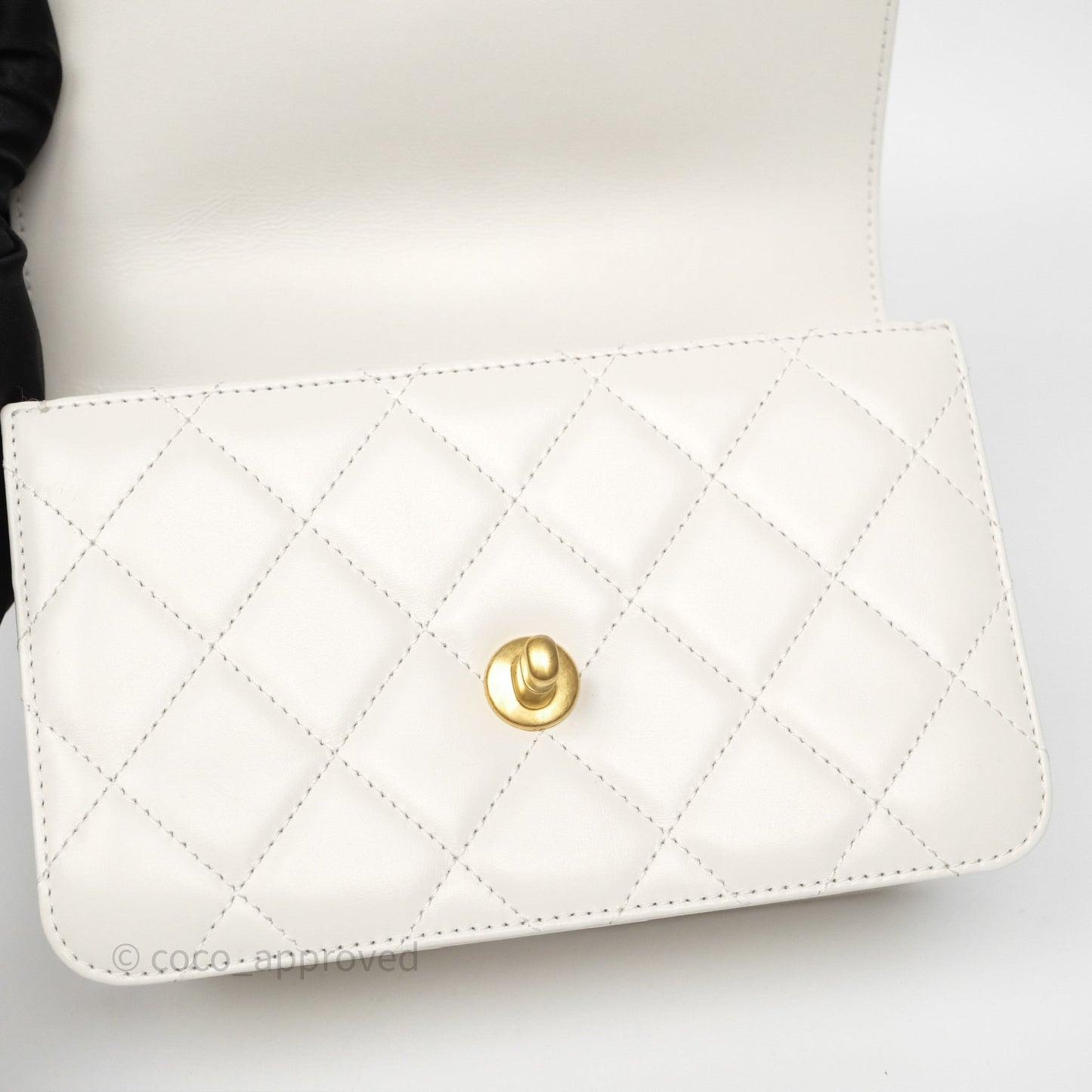 Chanel Quilted Mini Perfect Fit Adjustable White Calfskin Gold Hardware