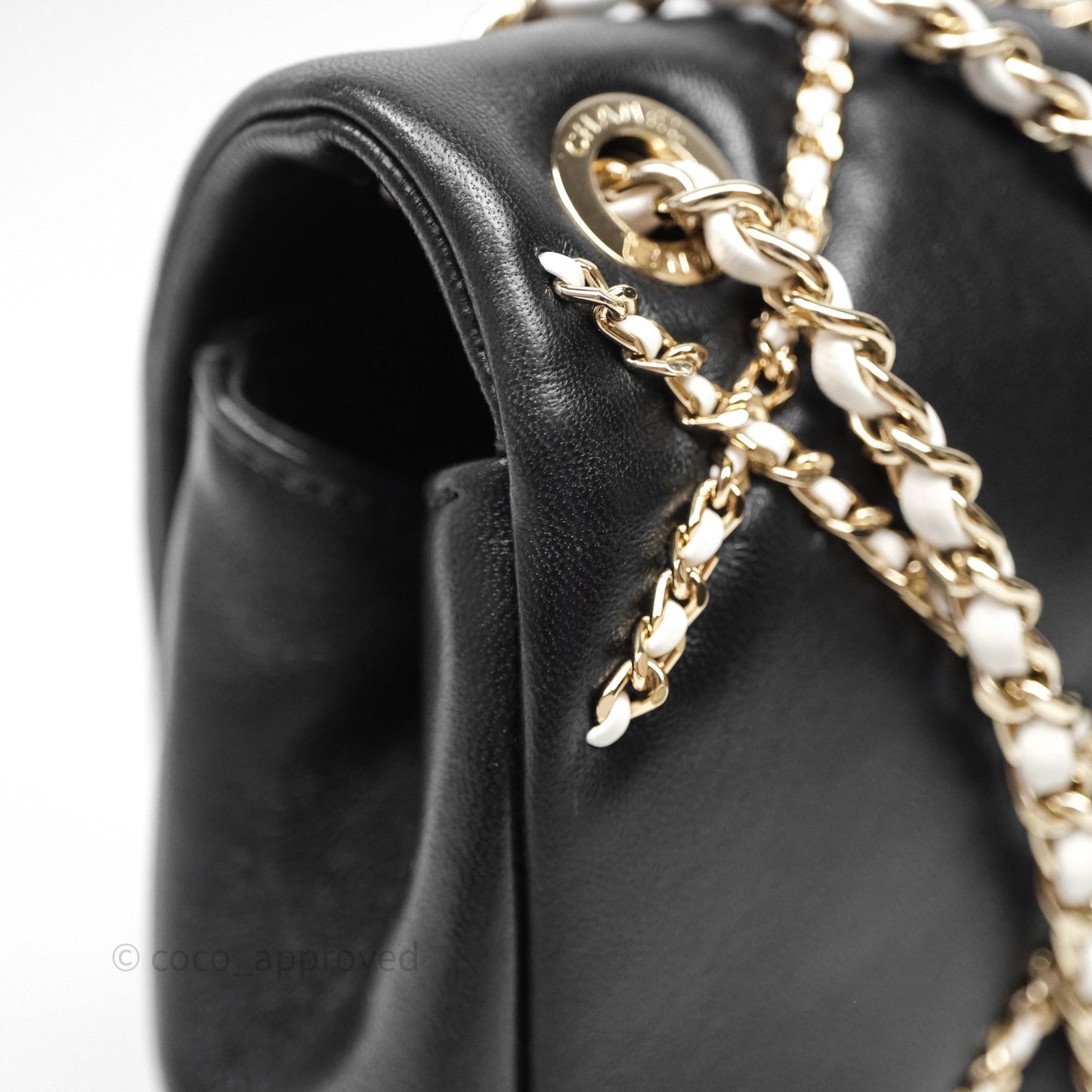 Chanel Small Entwined Chain Flap Black Lambskin Gold Hardware
