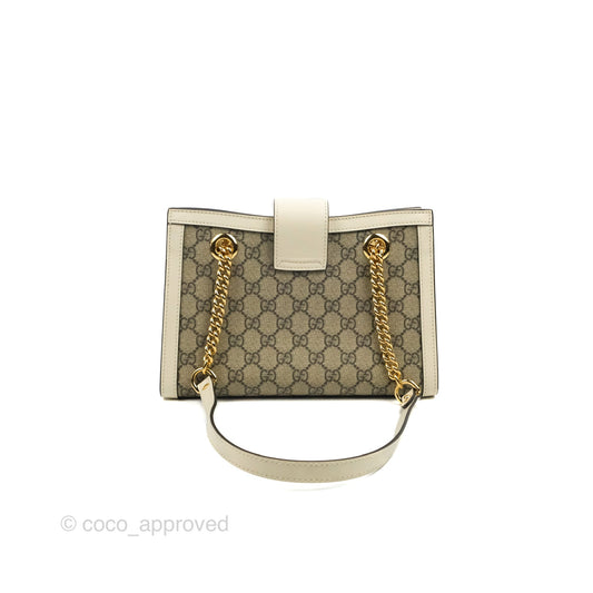 Gucci Small Padlock Shoulder Bag GG Supreme Canvas White