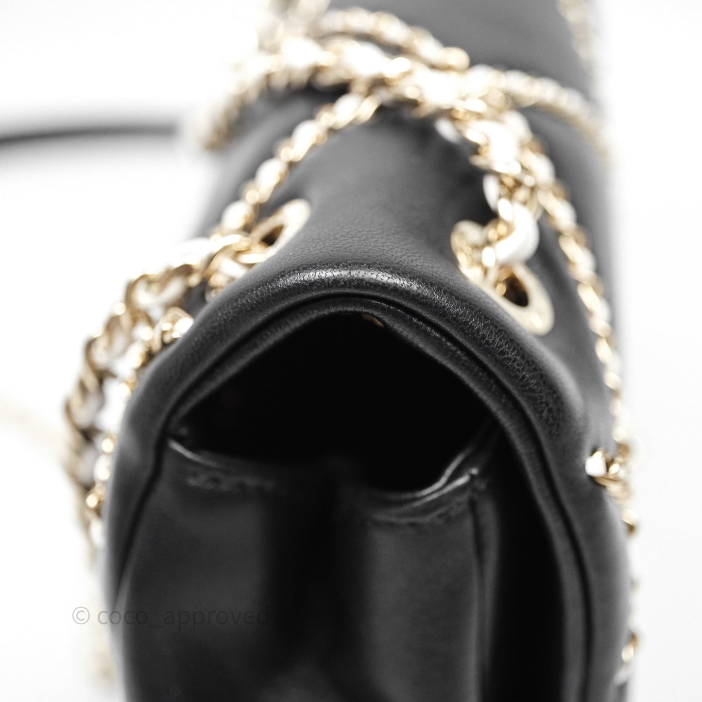 Chanel Small Entwined Chain Flap Black Lambskin Gold Hardware