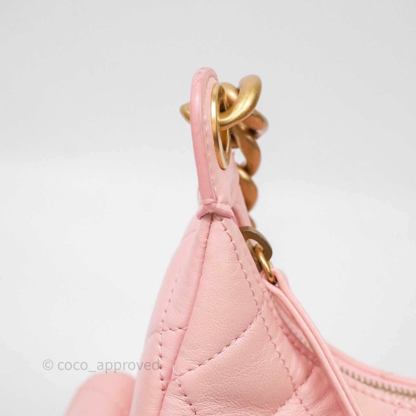 Chanel Small Quilted Trendy Double Pocket Hobo Pink Lambskin Aged Gold Hardware